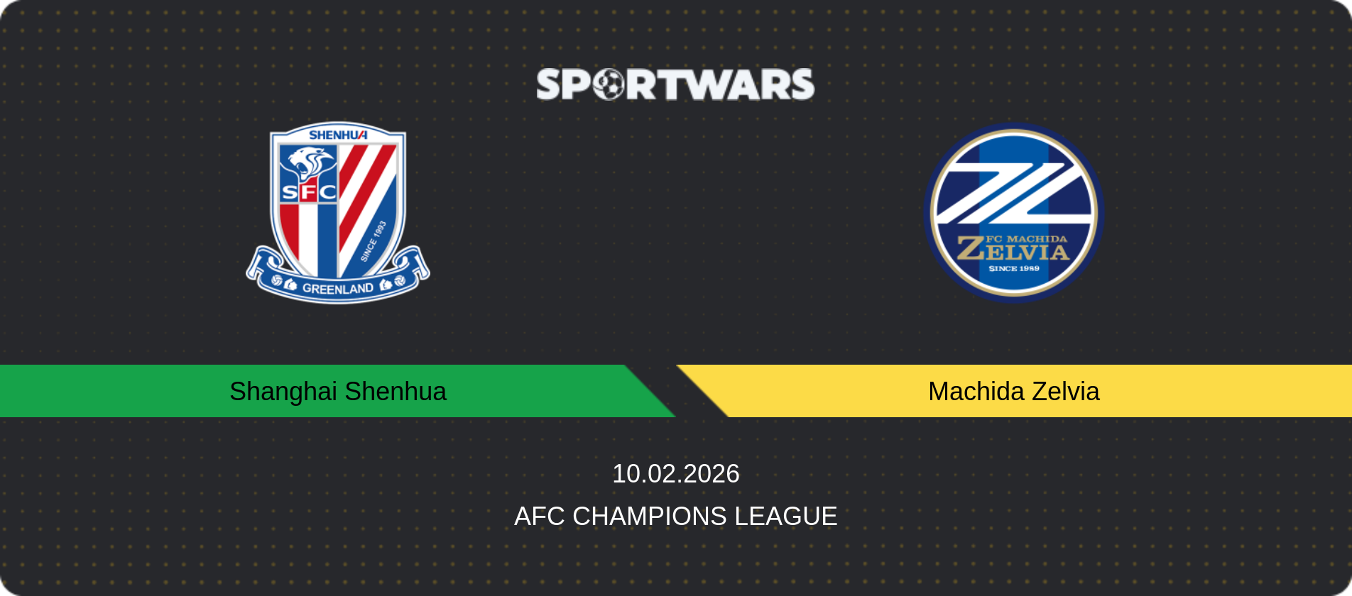 Match prediction Shanghai Shenhua — Machida Zelvia, AFC Champions League, 10.02.2026