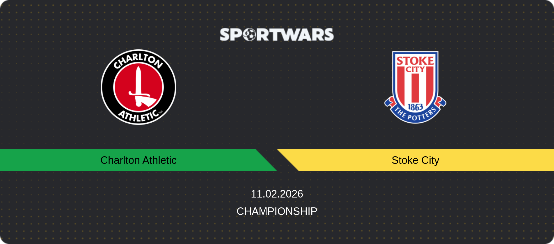Match prediction Charlton Athletic — Stoke City, Championship, 11.02.2026