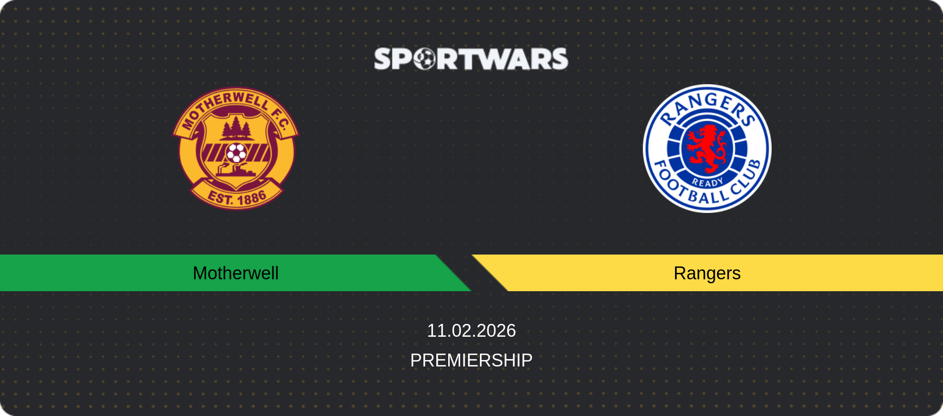 Match prediction Motherwell — Rangers, Premiership, 11.02.2026