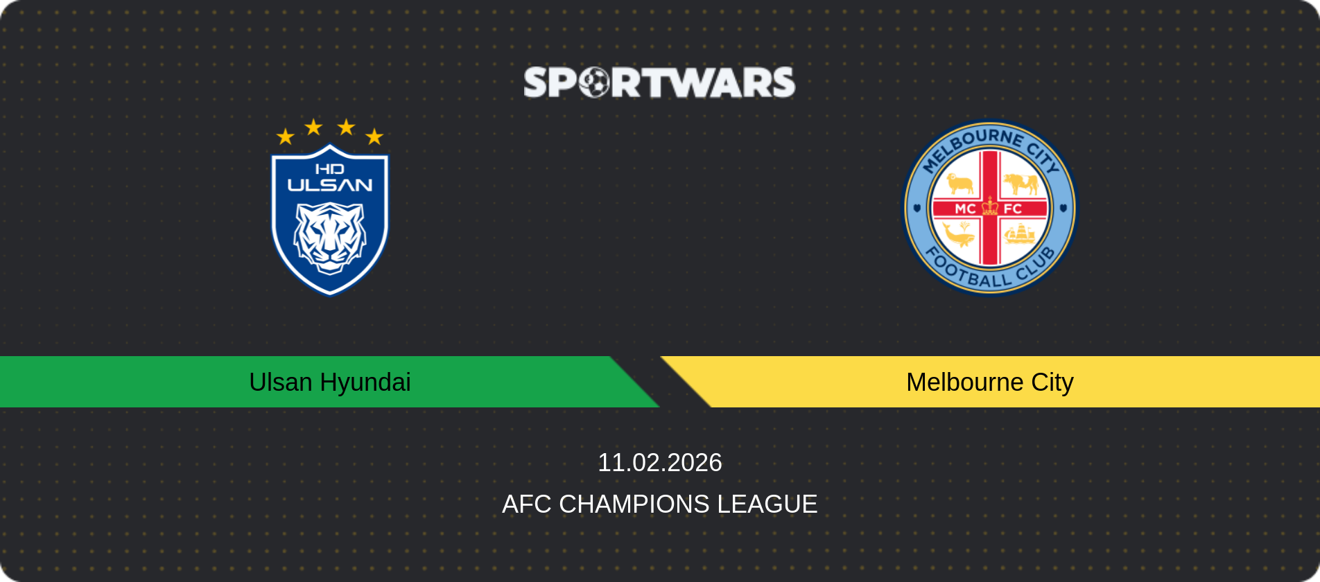 Match prediction Ulsan Hyundai — Melbourne City, AFC Champions League, 11.02.2026