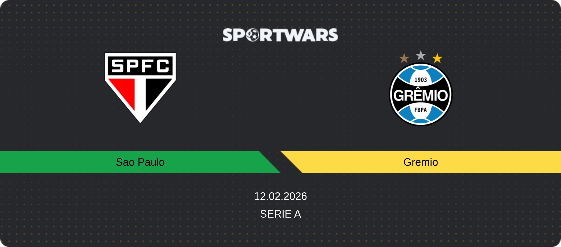 Match prediction Sao Paulo — Gremio, Serie A, 12.02.2026
