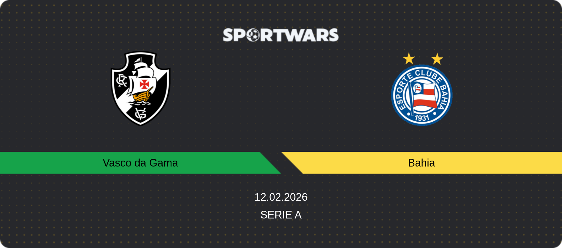 Match prediction Vasco da Gama — Bahia, Serie A, 12.02.2026
