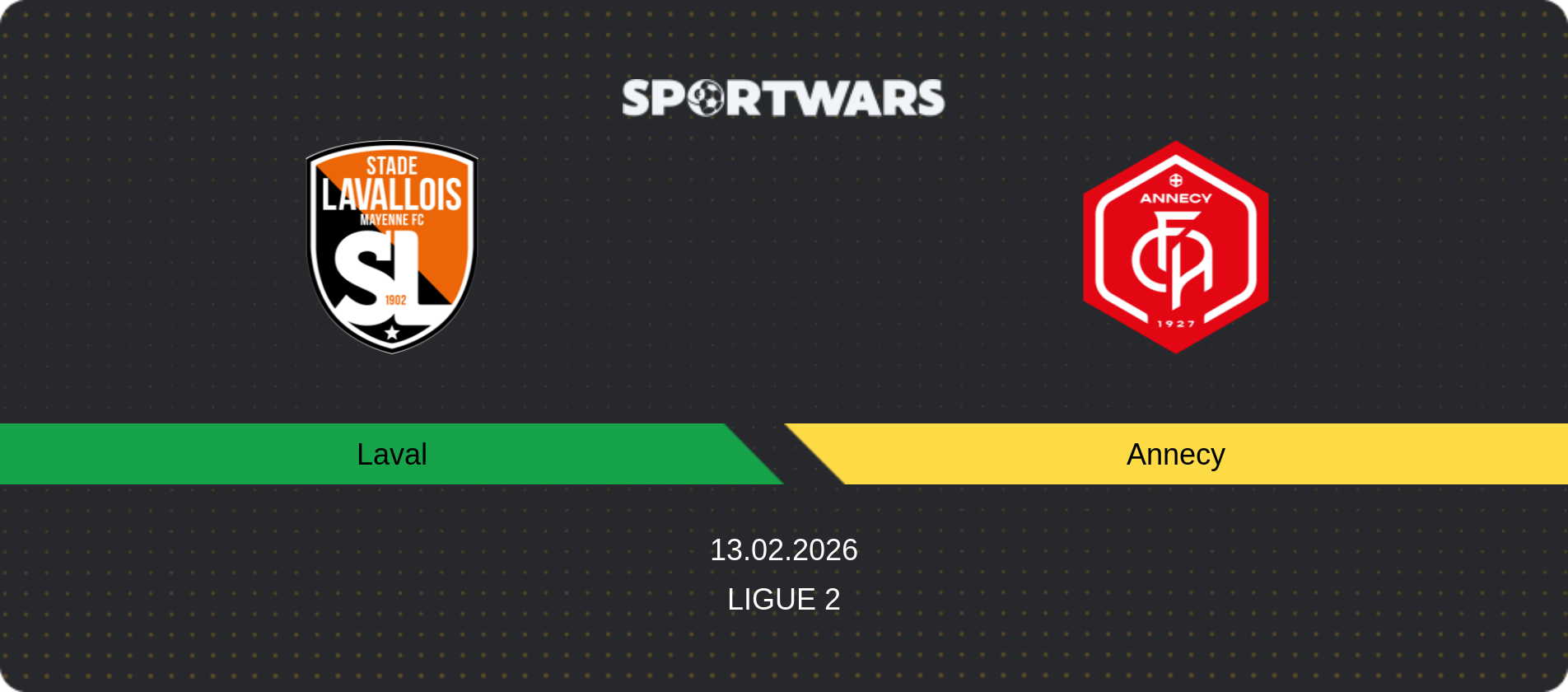 Match prediction Laval — Annecy, Ligue 2, 13.02.2026