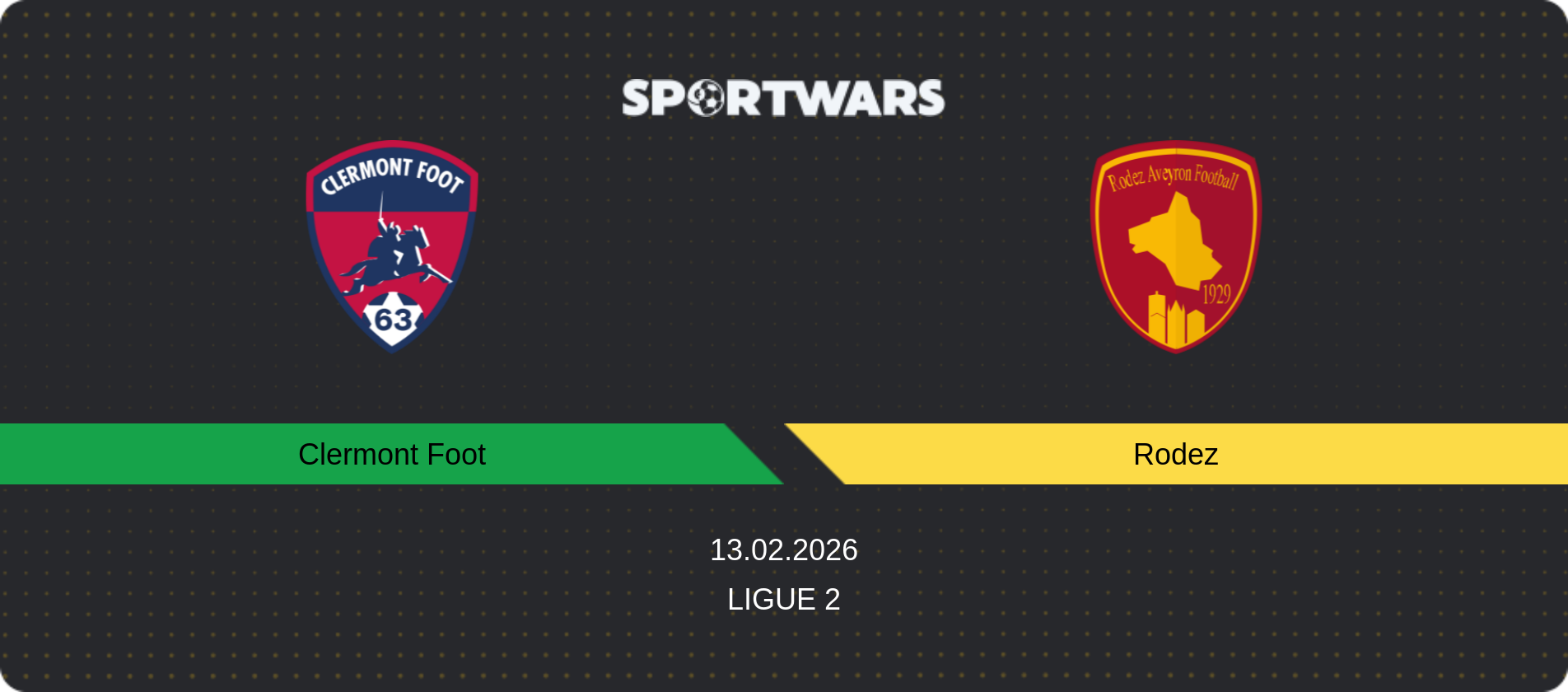 Match prediction Clermont Foot — Rodez, Ligue 2, 13.02.2026