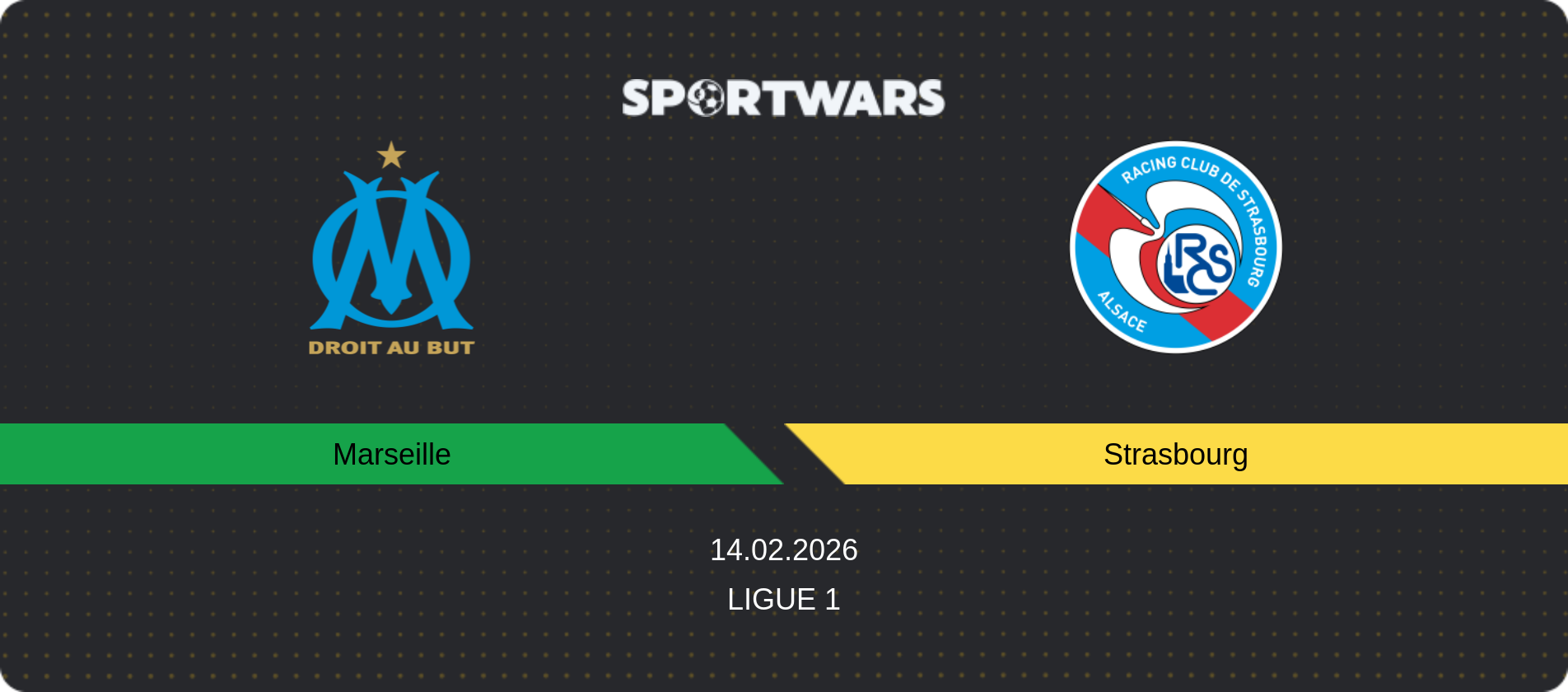 Match prediction Marseille — Strasbourg, Ligue 1, 14.02.2026