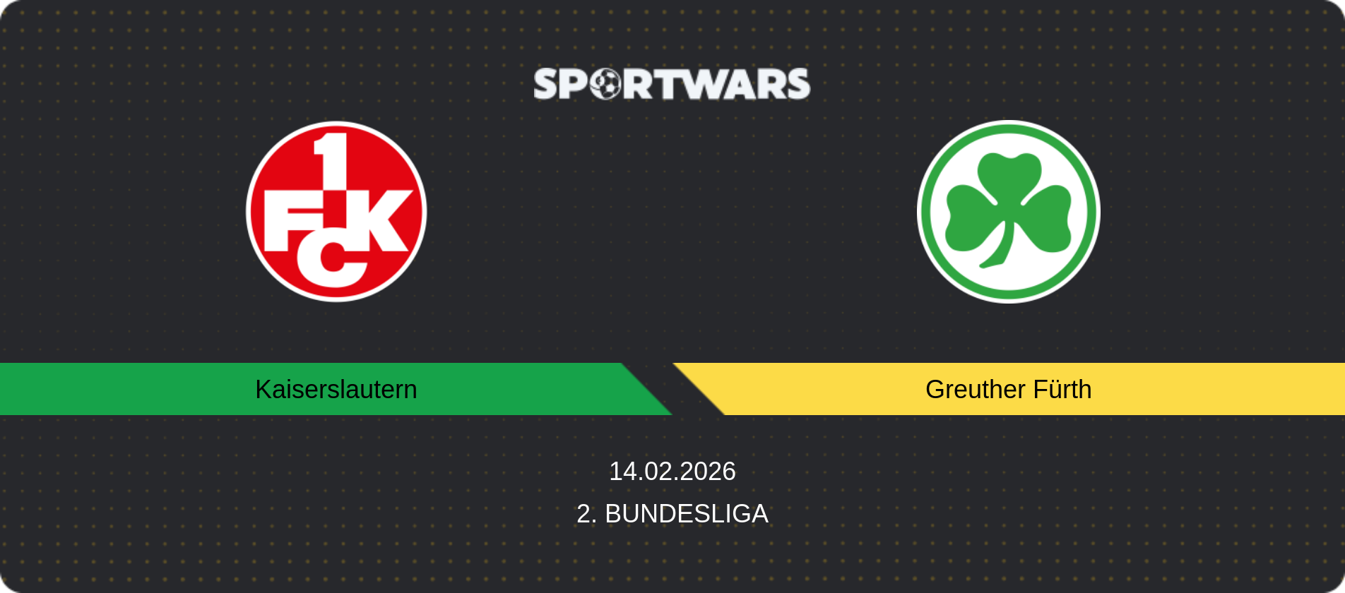 Match prediction Kaiserslautern — Greuther Fürth, 2. Bundesliga, 14.02.2026