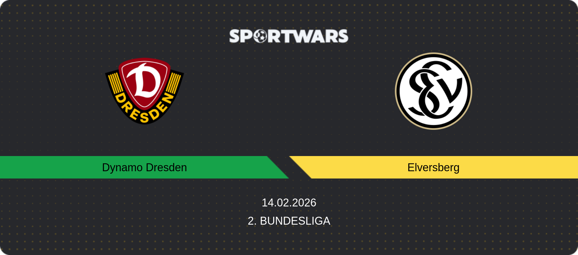 Match prediction Dynamo Dresden — Elversberg, 2. Bundesliga, 14.02.2026
