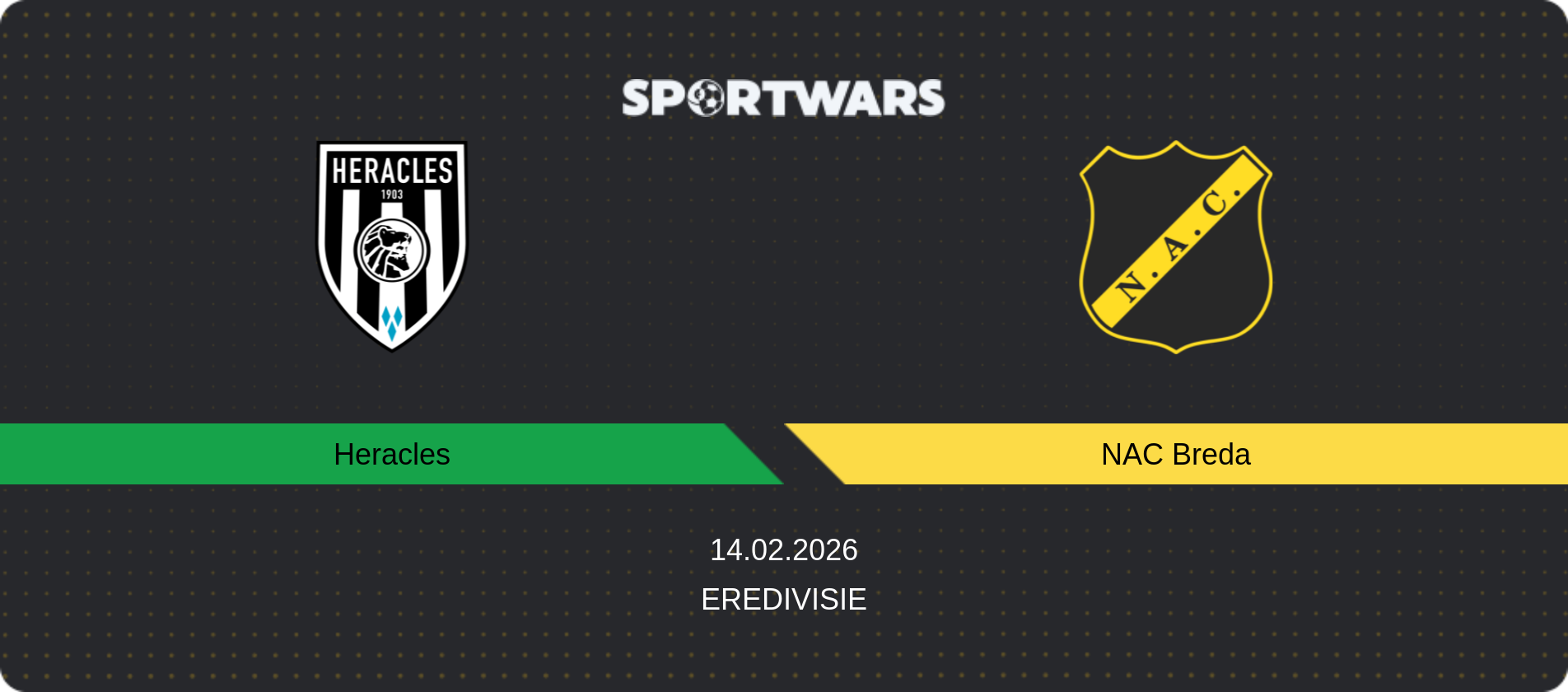 Match prediction Heracles — NAC Breda, Eredivisie, 14.02.2026