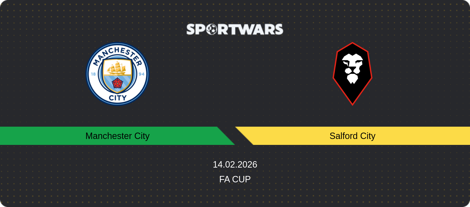 Match prediction Manchester City — Salford City, FA Cup, 14.02.2026