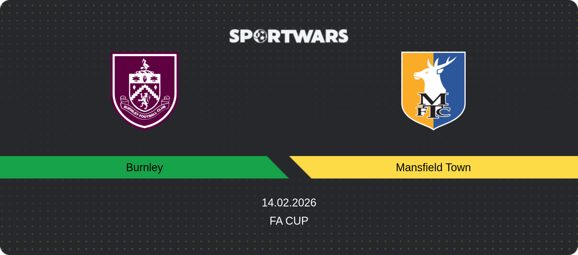Match prediction Burnley — Mansfield Town, FA Cup, 14.02.2026