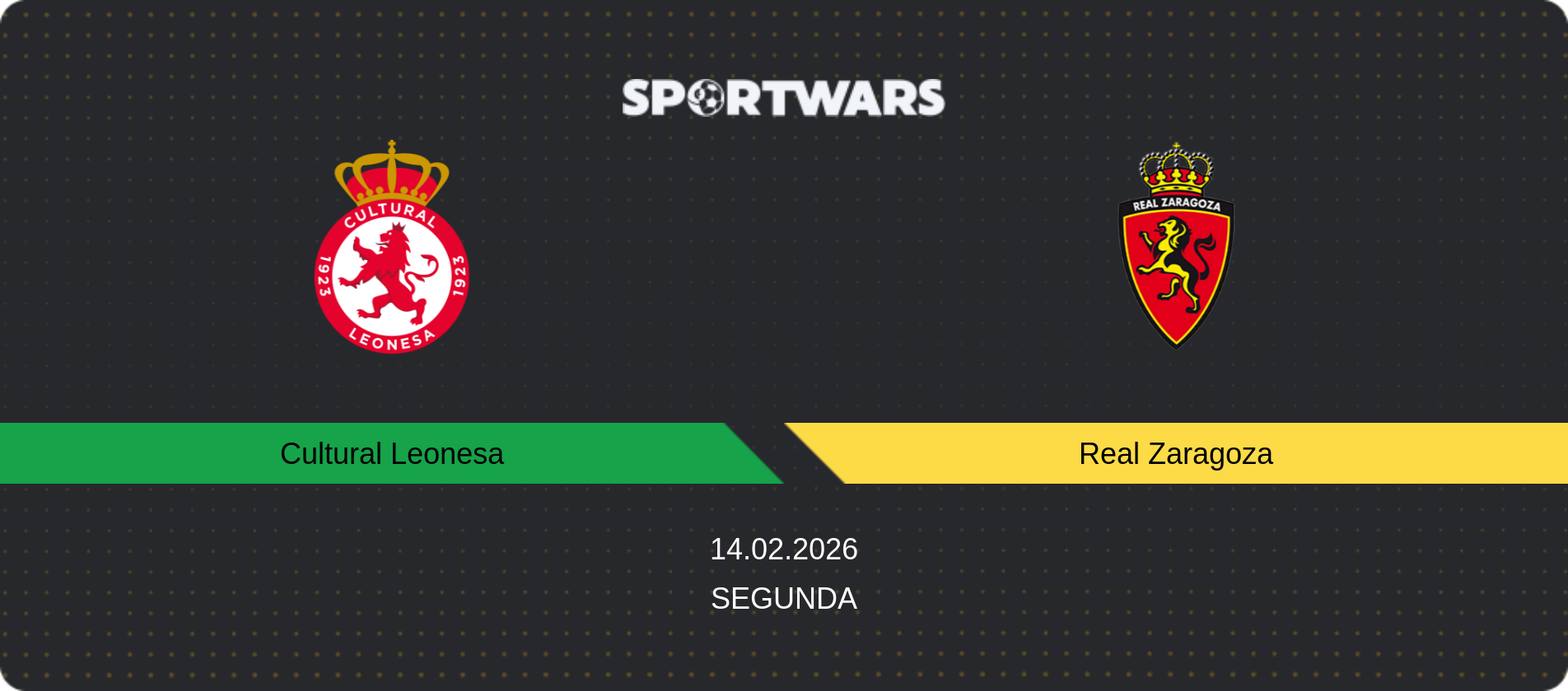 Match prediction Cultural Leonesa — Real Zaragoza, Segunda, 14.02.2026