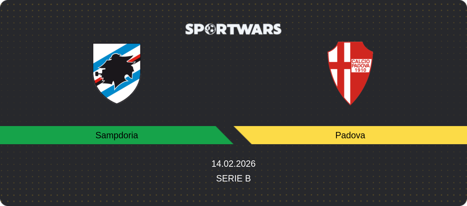 Match prediction Sampdoria — Padova, Serie B, 14.02.2026