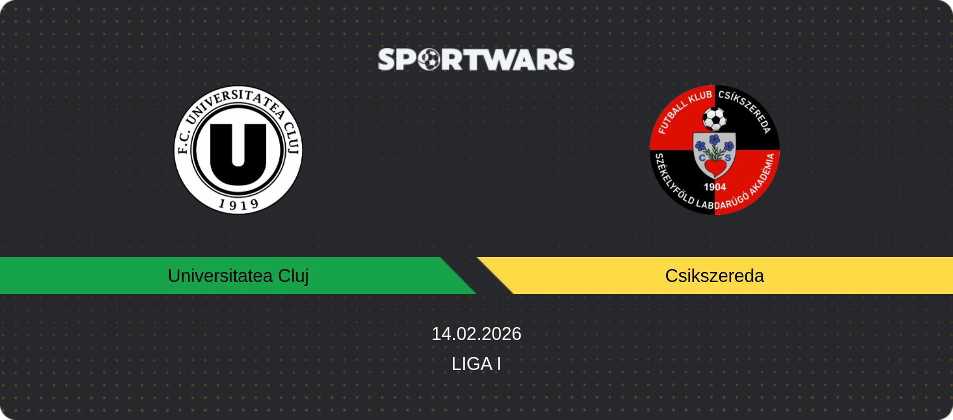 Match prediction Universitatea Cluj — Csikszereda, Liga I, 14.02.2026