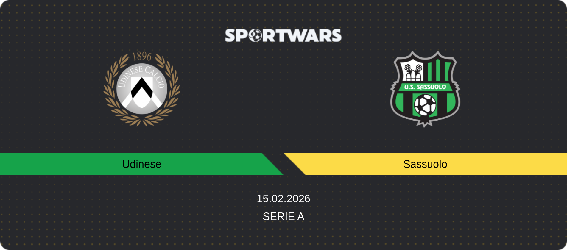Match prediction Udinese — Sassuolo, Serie A, 15.02.2026