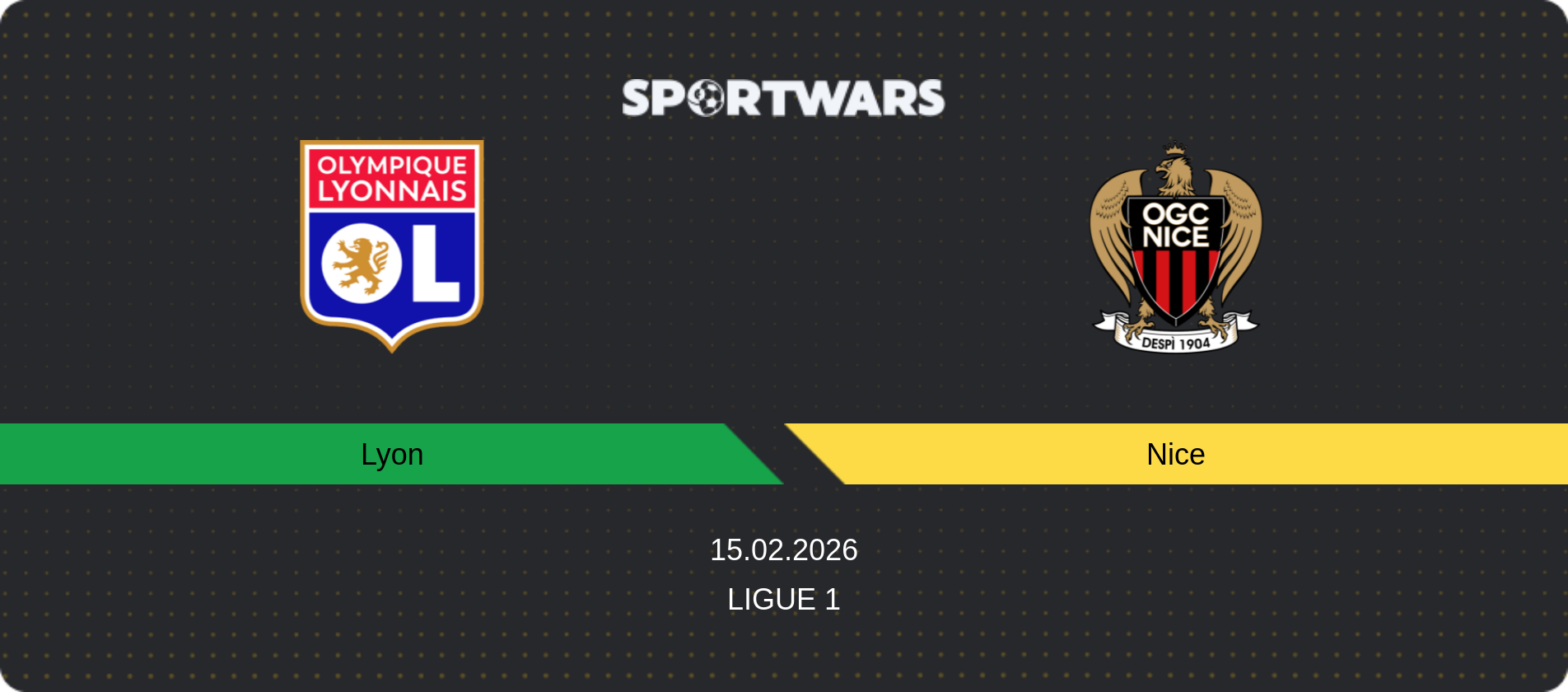 Match prediction Lyon — Nice, Ligue 1, 15.02.2026