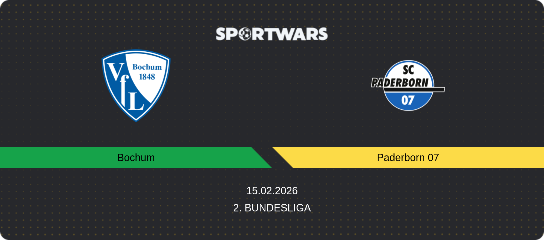 Match prediction Bochum — Paderborn 07, 2. Bundesliga, 15.02.2026