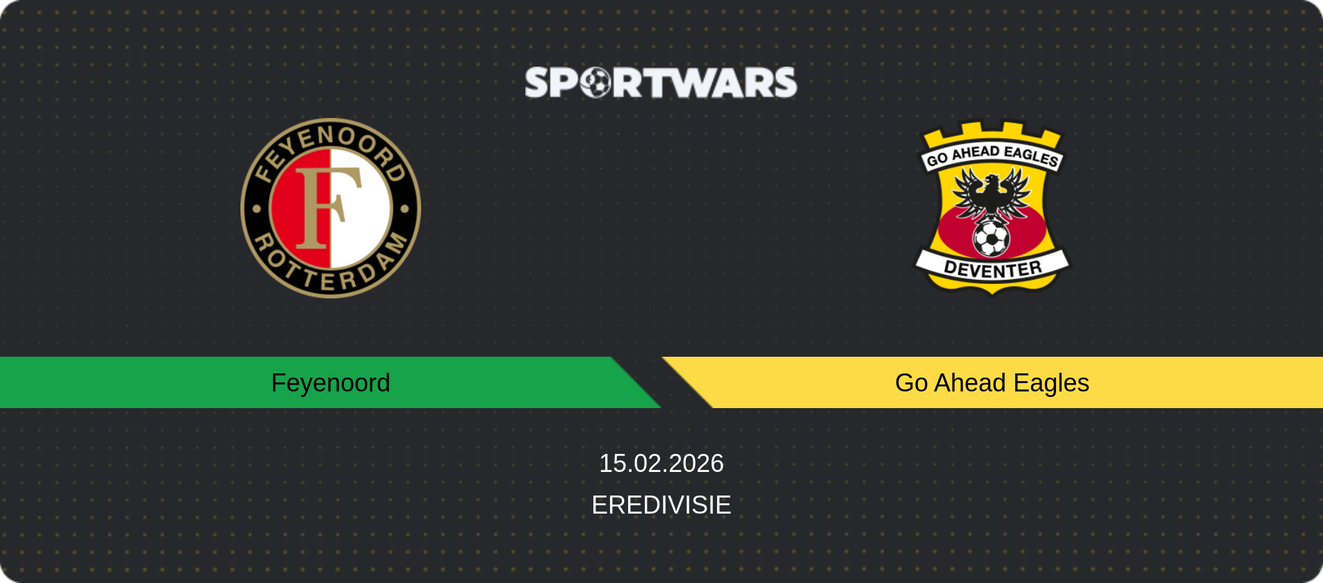 Match prediction Feyenoord — Go Ahead Eagles, Eredivisie, 15.02.2026