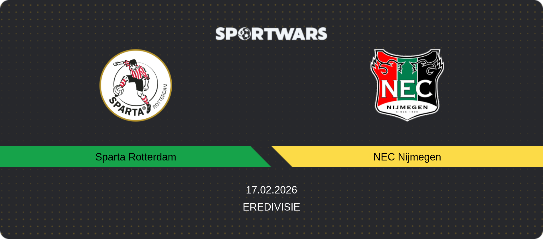 Match prediction Sparta Rotterdam — NEC Nijmegen, Eredivisie, 17.02.2026