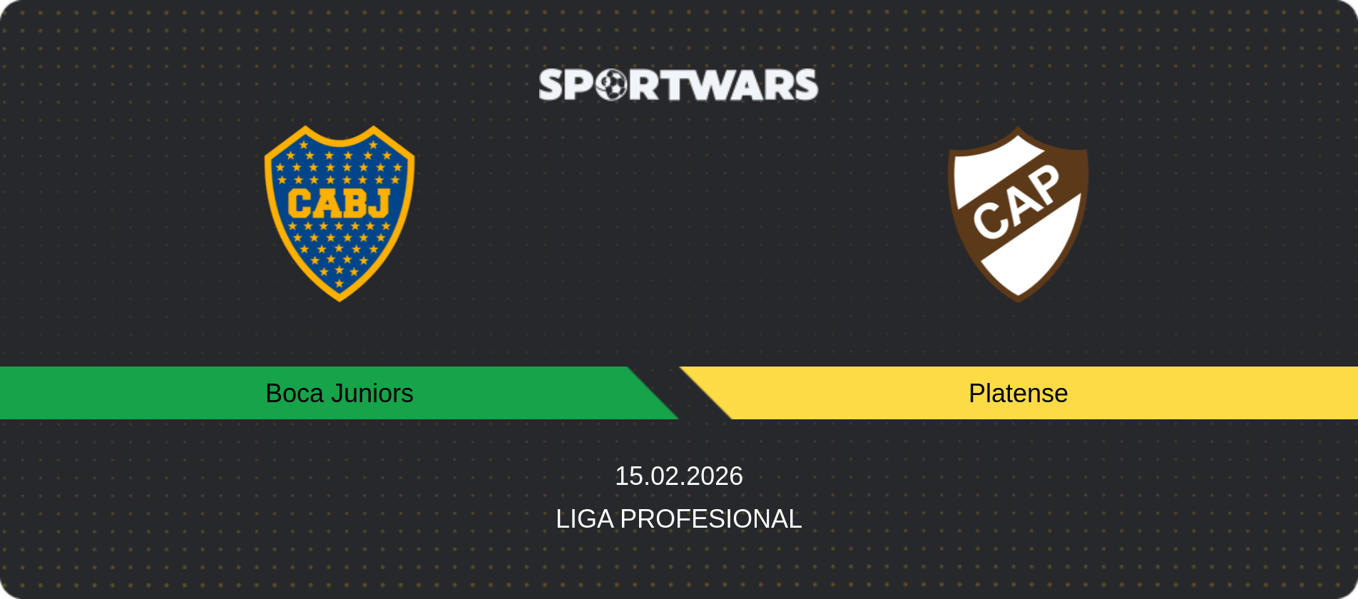 Match prediction Boca Juniors — Platense, Liga Profesional, 15.02.2026