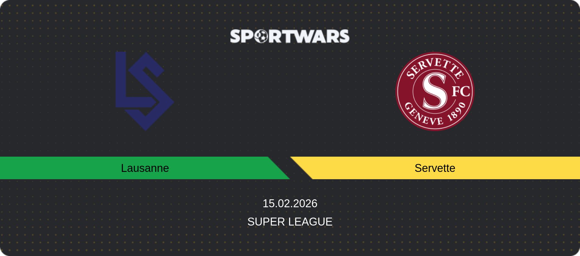 Match prediction Lausanne — Servette, Super League, 15.02.2026