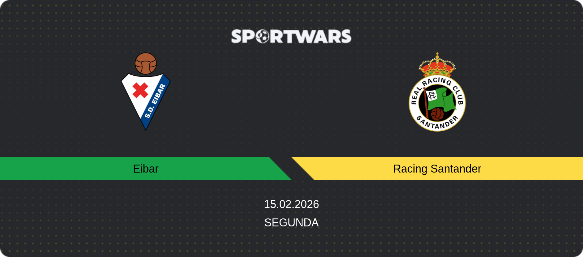 Match prediction Eibar — Racing Santander, Segunda, 15.02.2026