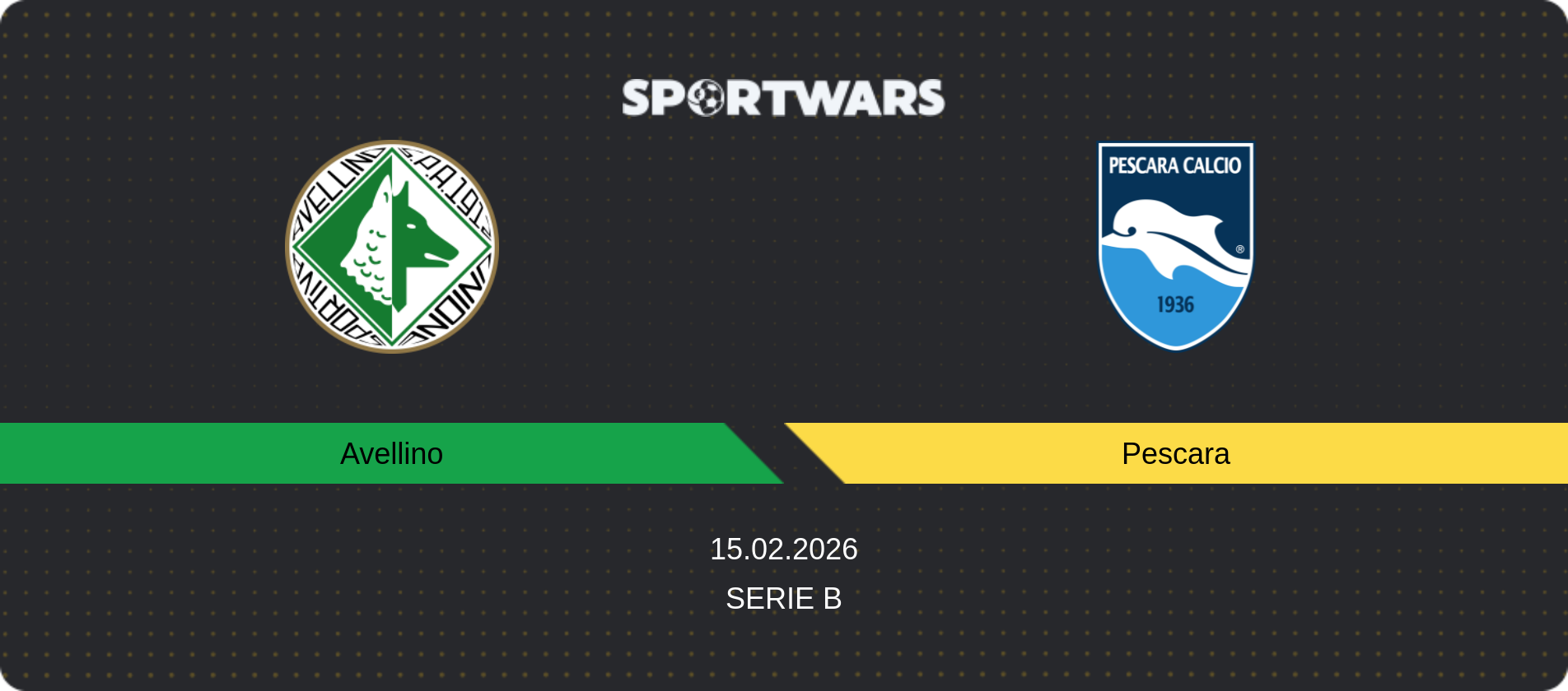 Match prediction Avellino — Pescara, Serie B, 15.02.2026