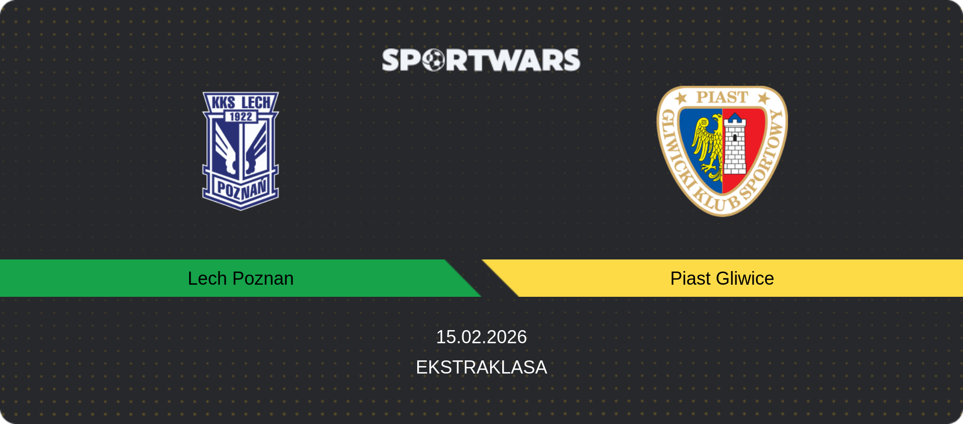 Match prediction Lech Poznan — Piast Gliwice, Ekstraklasa, 15.02.2026
