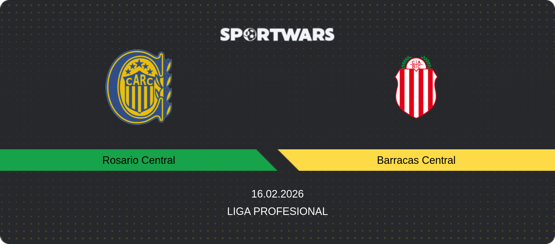 Match prediction Rosario Central — Barracas Central, Liga Profesional, 16.02.2026