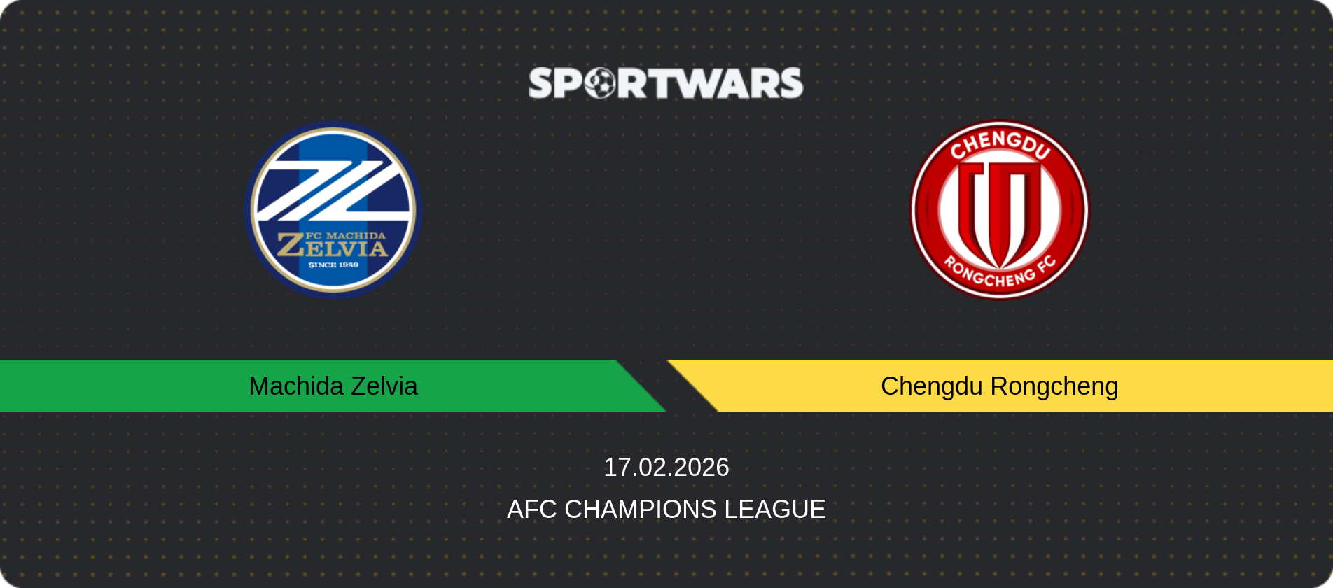 Match prediction Machida Zelvia — Chengdu Rongcheng, AFC Champions League, 17.02.2026
