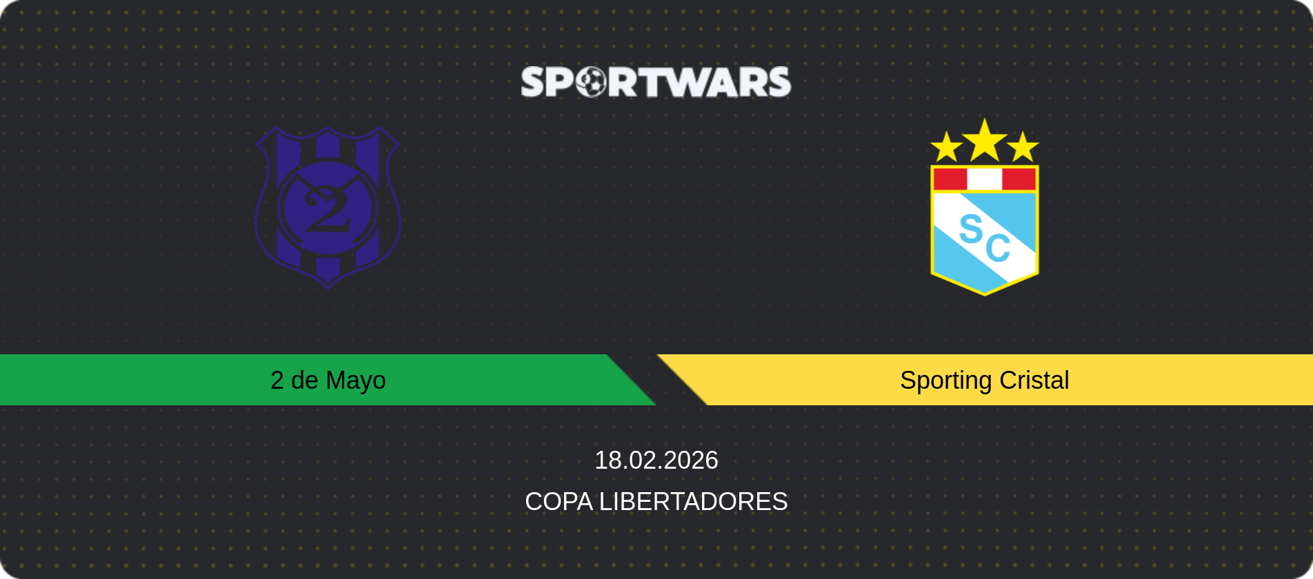 Match prediction 2 de Mayo — Sporting Cristal, Copa Libertadores, 18.02.2026