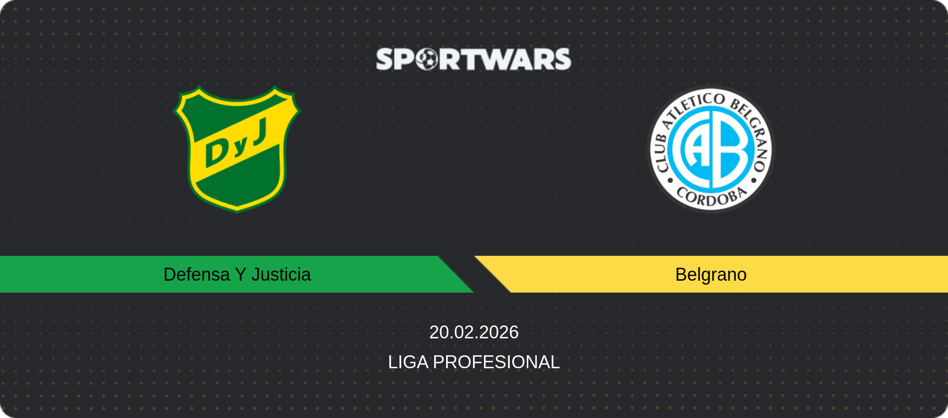 Match prediction Defensa Y Justicia — Belgrano, Liga Profesional, 20.02.2026