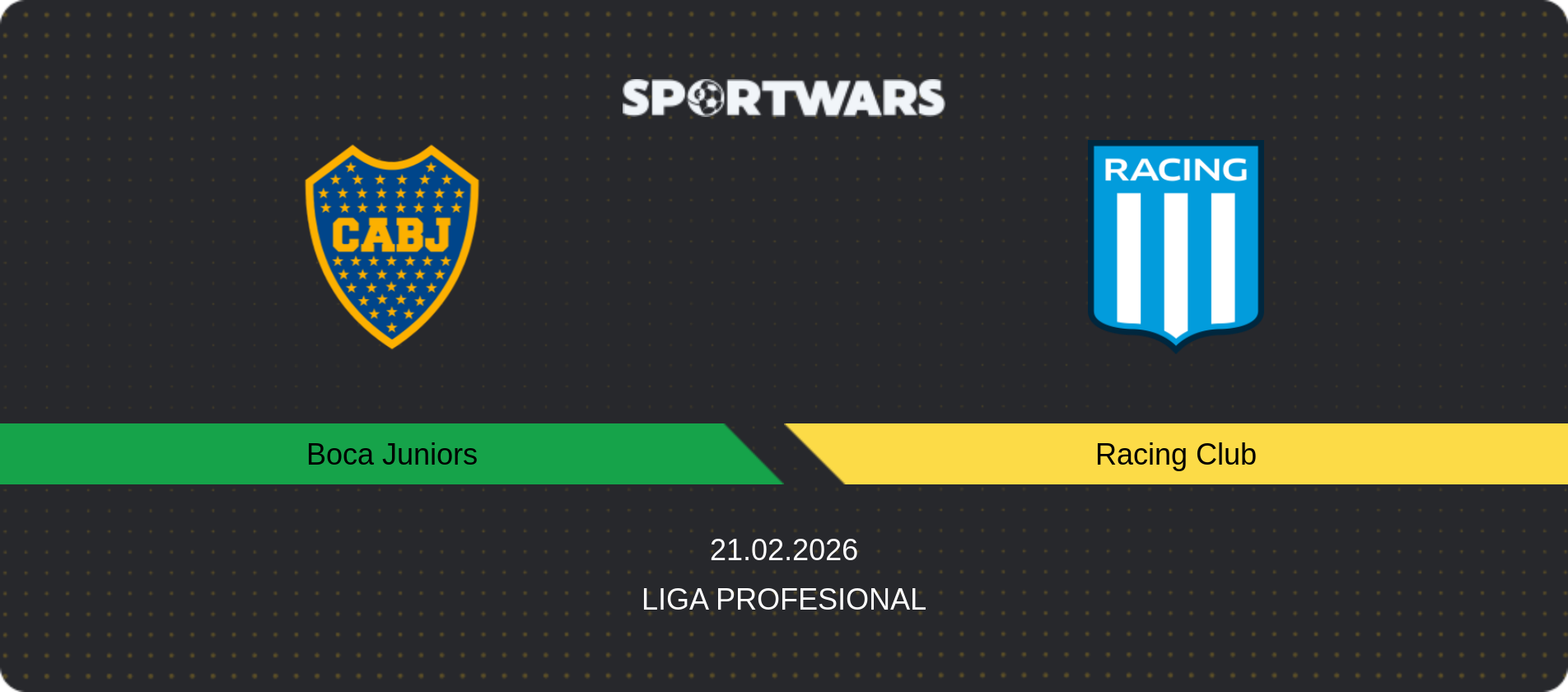 Match prediction Boca Juniors — Racing Club, Liga Profesional, 21.02.2026