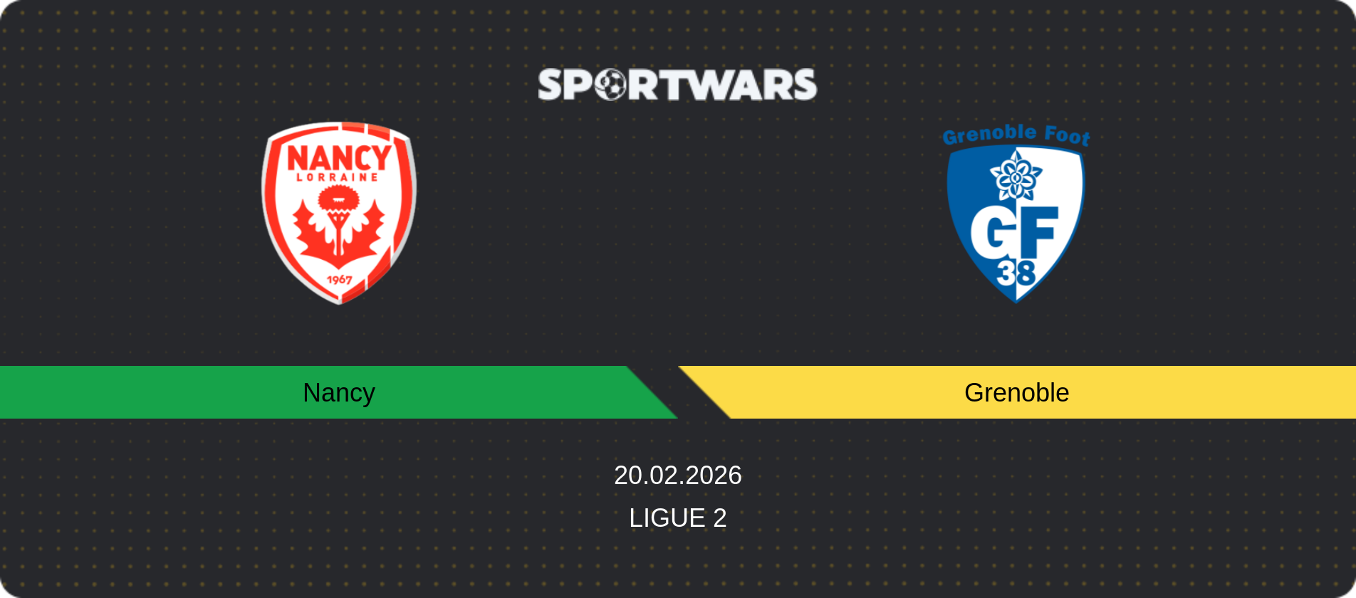 Match prediction Nancy — Grenoble, Ligue 2, 20.02.2026