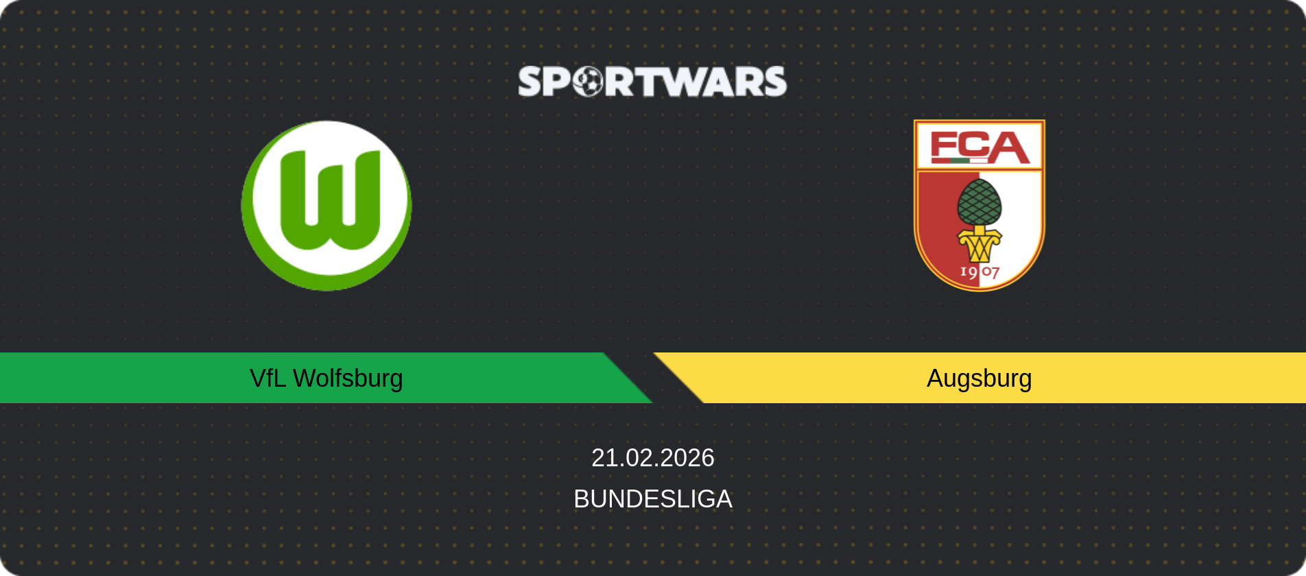 Match prediction VfL Wolfsburg — Augsburg, Bundesliga, 21.02.2026