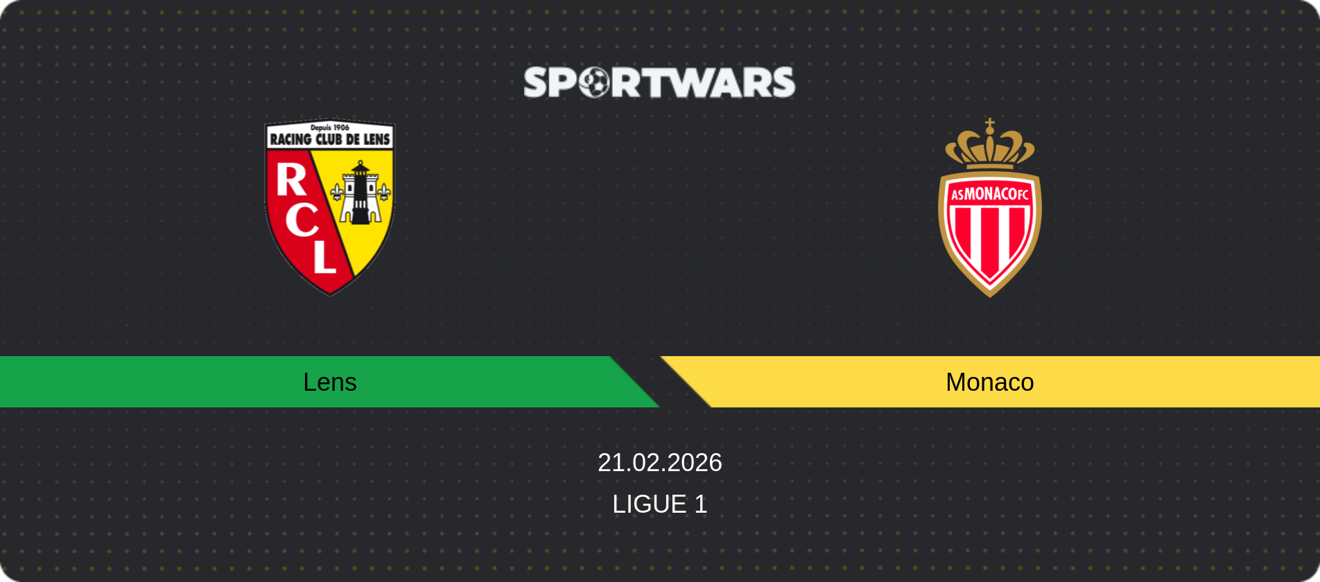 Match prediction Lens — Monaco, Ligue 1, 21.02.2026
