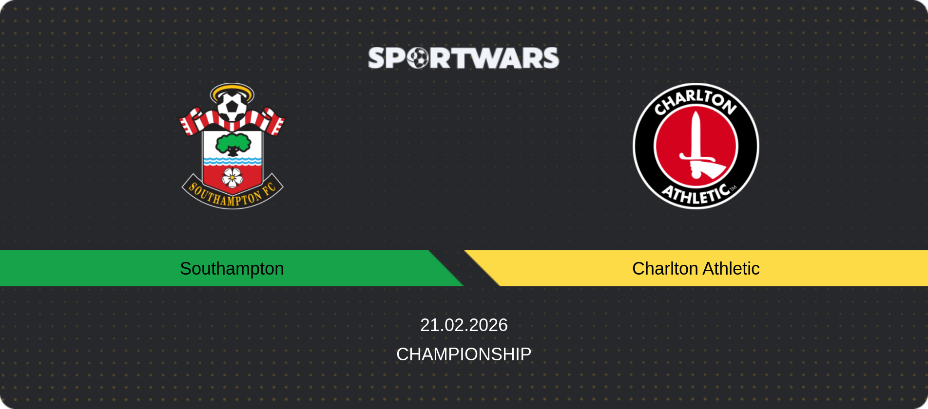 Match prediction Southampton — Charlton Athletic, Championship, 21.02.2026