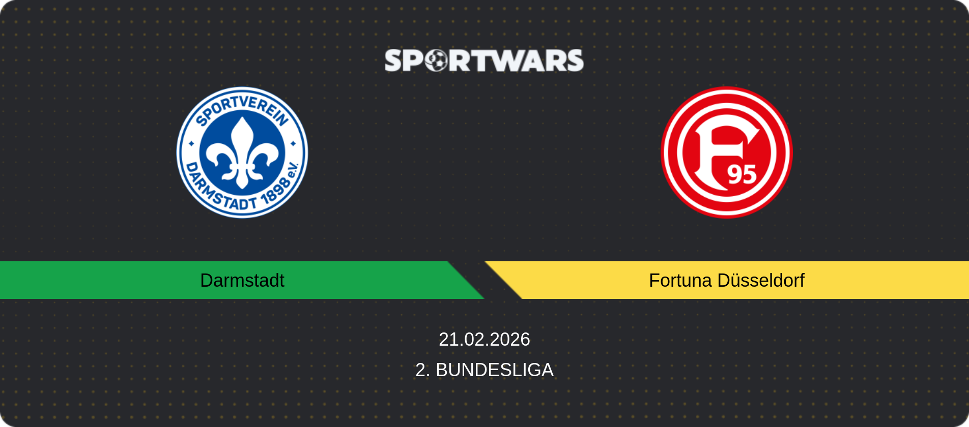 Match prediction Darmstadt — Fortuna Düsseldorf, 2. Bundesliga, 21.02.2026