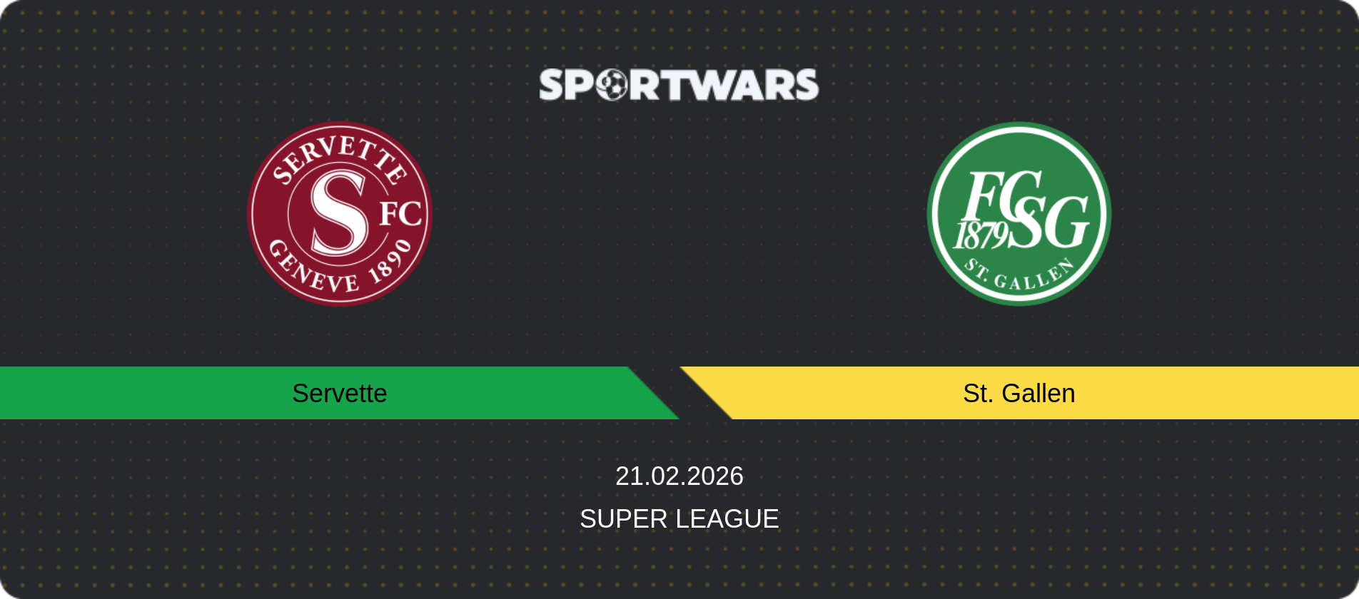 Match prediction Servette — St. Gallen, Super League, 21.02.2026
