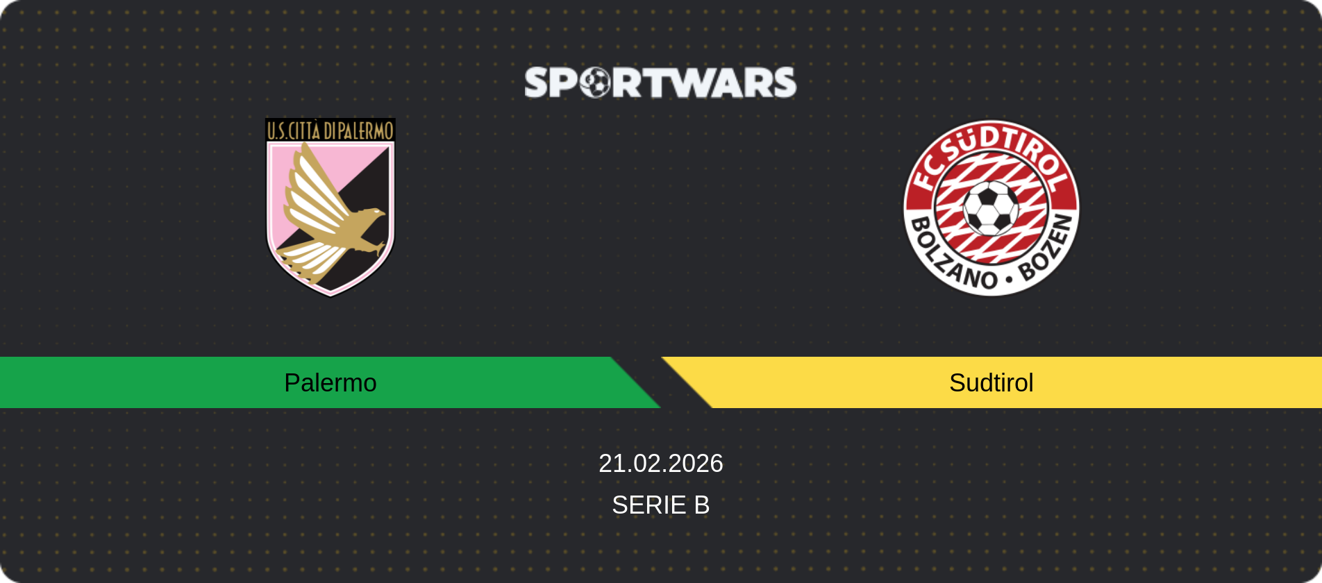 Match prediction Palermo — Sudtirol, Serie B, 21.02.2026