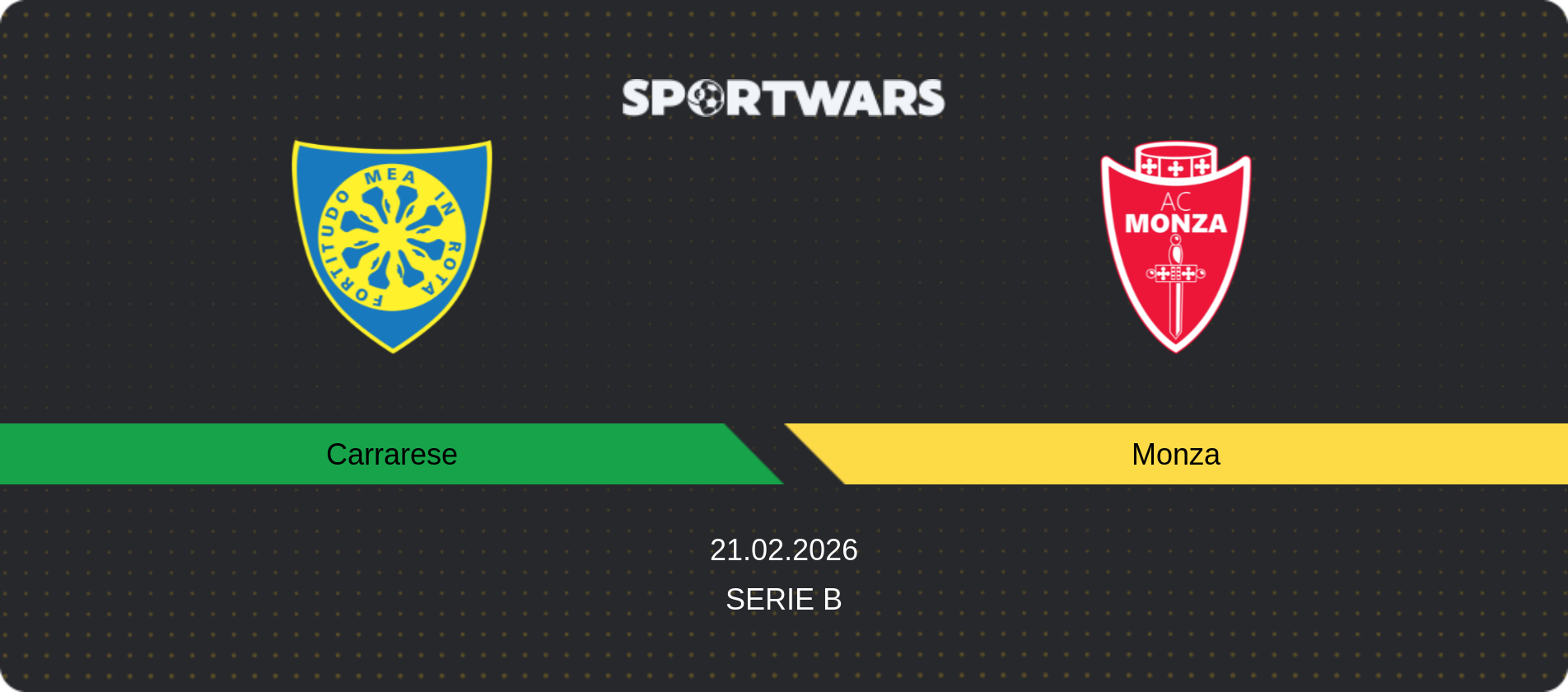 Match prediction Carrarese — Monza, Serie B, 21.02.2026