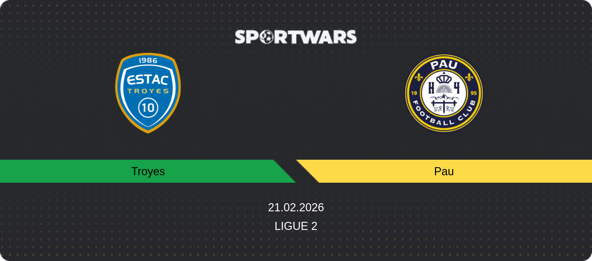 Match prediction Troyes — Pau, Ligue 2, 21.02.2026