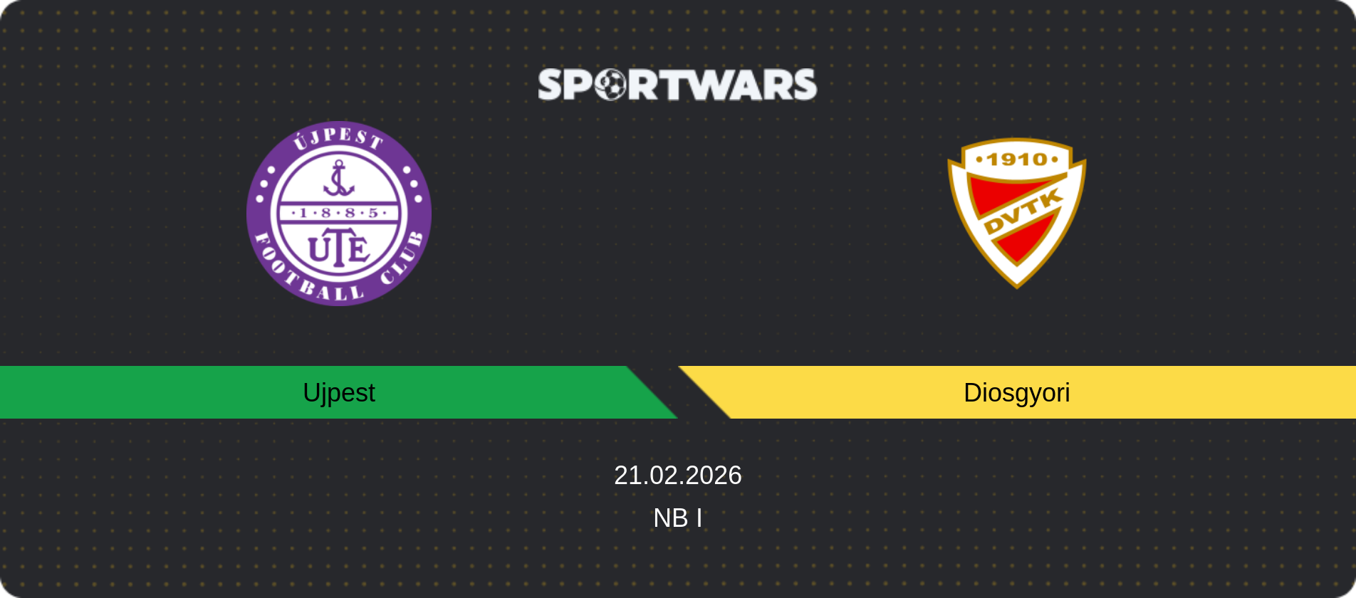 Match prediction Ujpest — Diosgyori, NB I, 21.02.2026