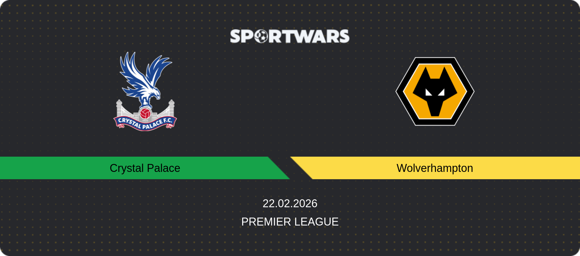 Match prediction Crystal Palace — Wolverhampton, Premier League, 22.02.2026