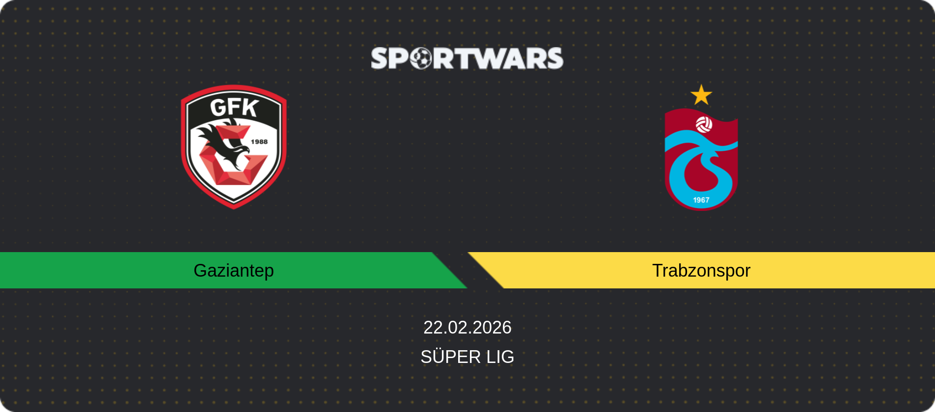 Match prediction Gaziantep — Trabzonspor, Süper Lig, 22.02.2026