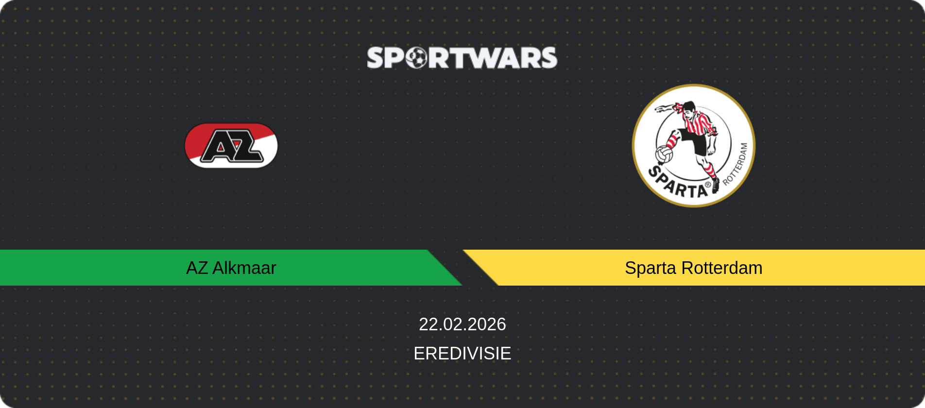 Match prediction AZ Alkmaar — Sparta Rotterdam, Eredivisie, 22.02.2026