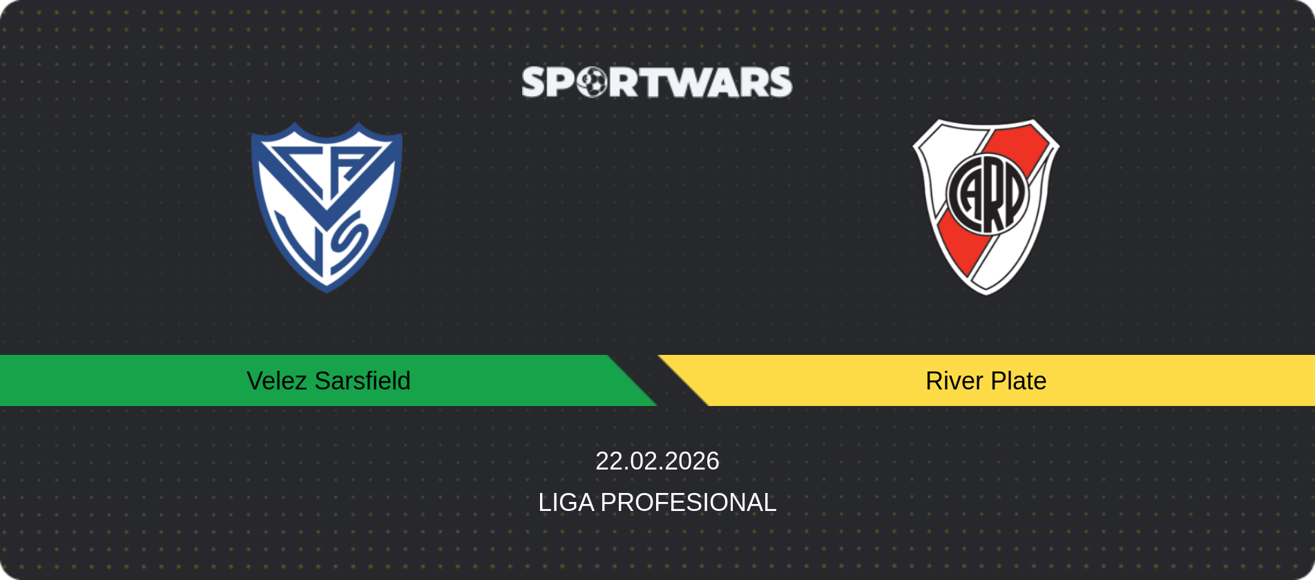 Match prediction Velez Sarsfield — River Plate, Liga Profesional, 22.02.2026