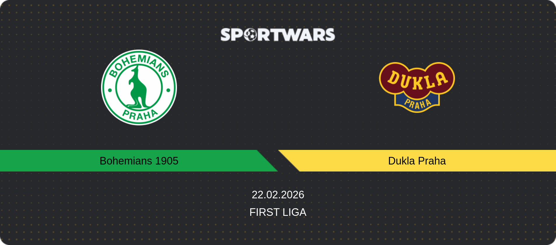 Match prediction Bohemians 1905 — Dukla Praha, First Liga, 22.02.2026