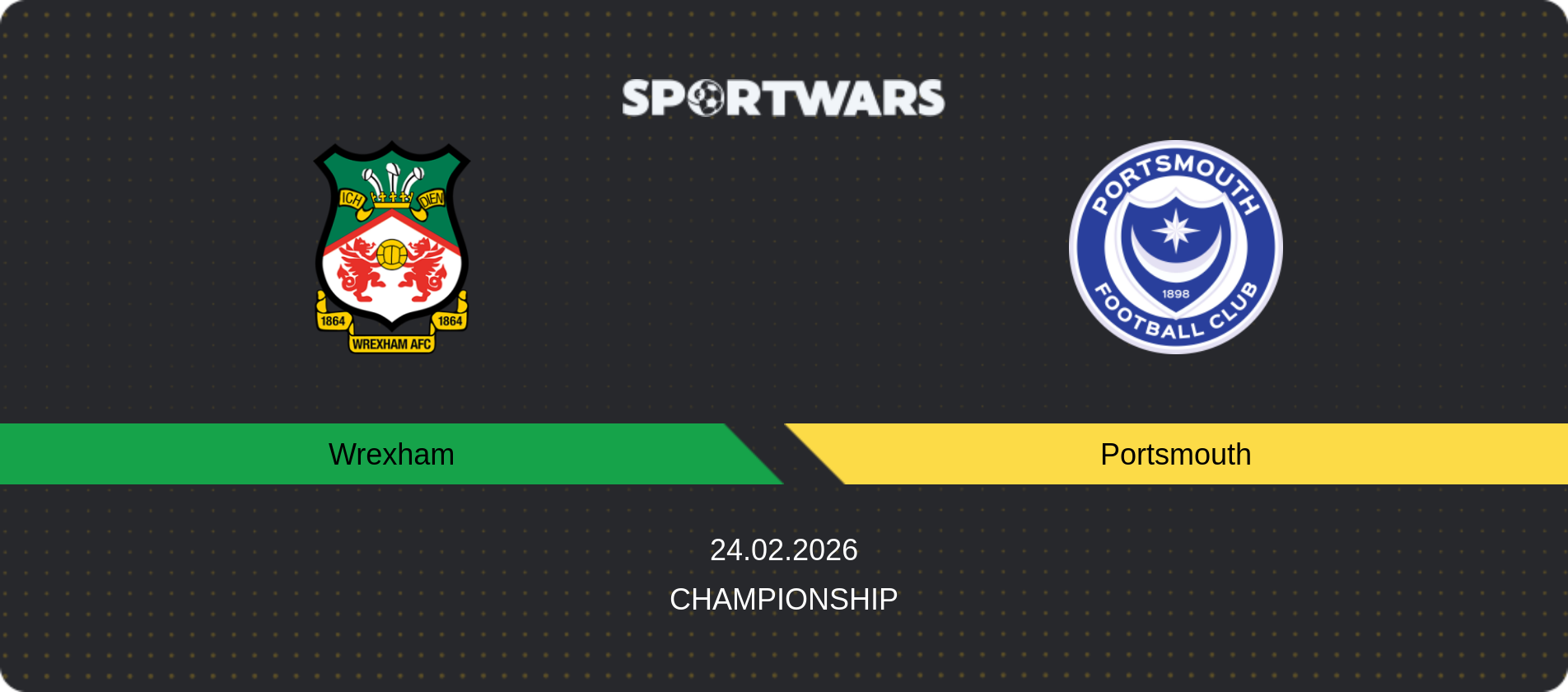 Match prediction Wrexham — Portsmouth, Championship, 24.02.2026