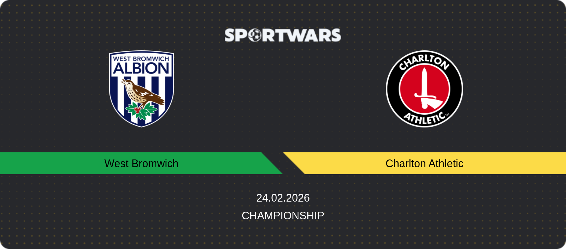 Match prediction West Bromwich — Charlton Athletic, Championship, 24.02.2026