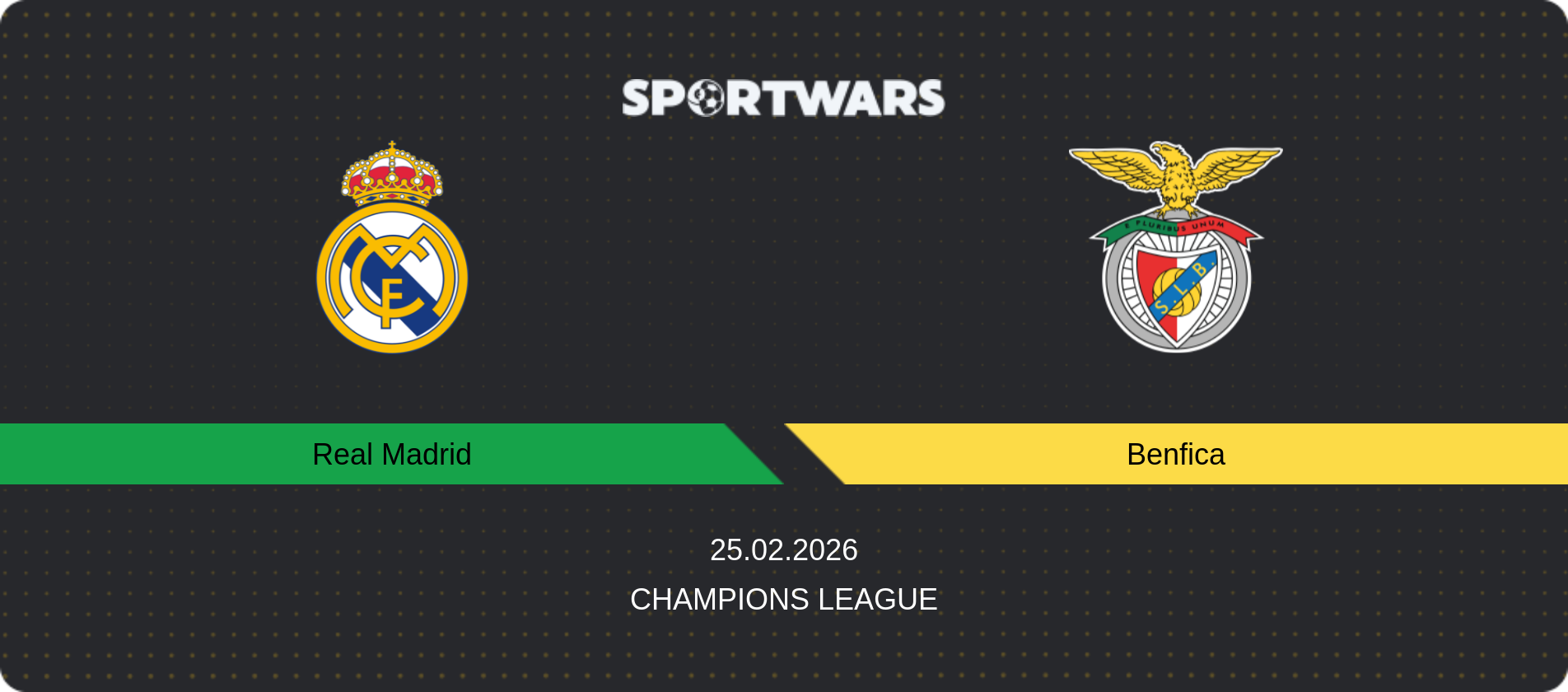 Match prediction Real Madrid — Benfica, Champions League, 25.02.2026